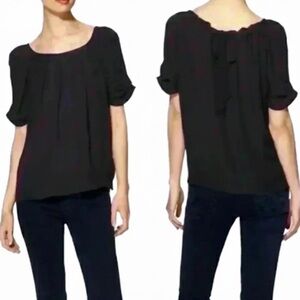 Joie “Eleanor” Black Silk Short Sleeved Blouse Size Small New With Tags!